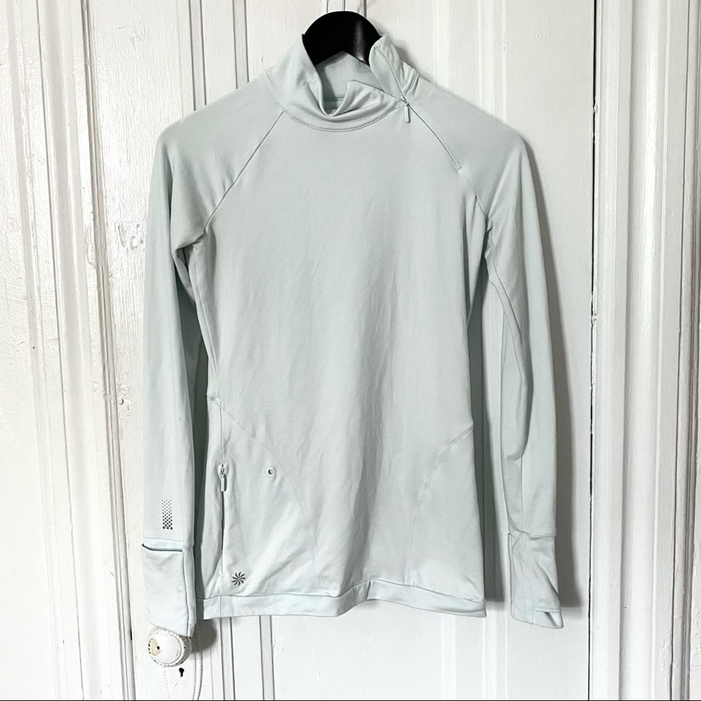 Athleta Mint Mock Neck Zip Long Sleeve Running Top